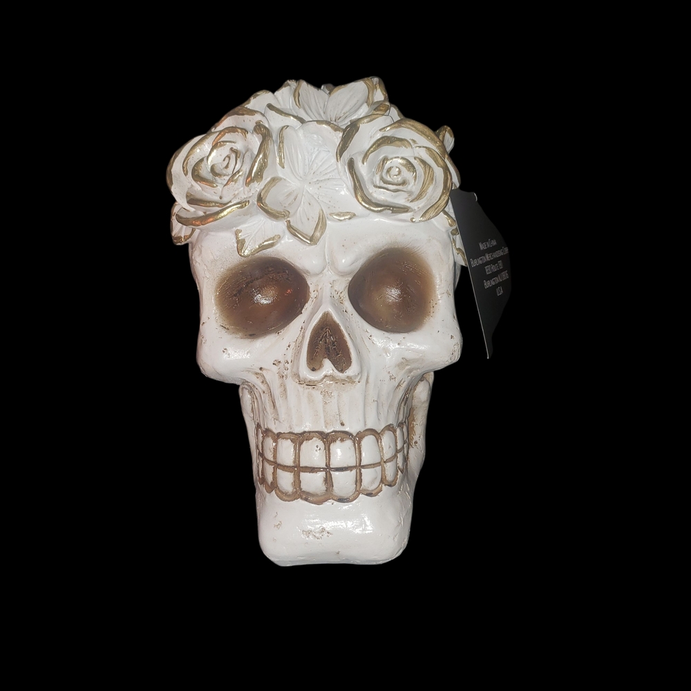 White Skull with Floral Design